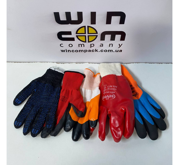 Перчатки нейлоновые с нитриловым покрытием (красно-черные)